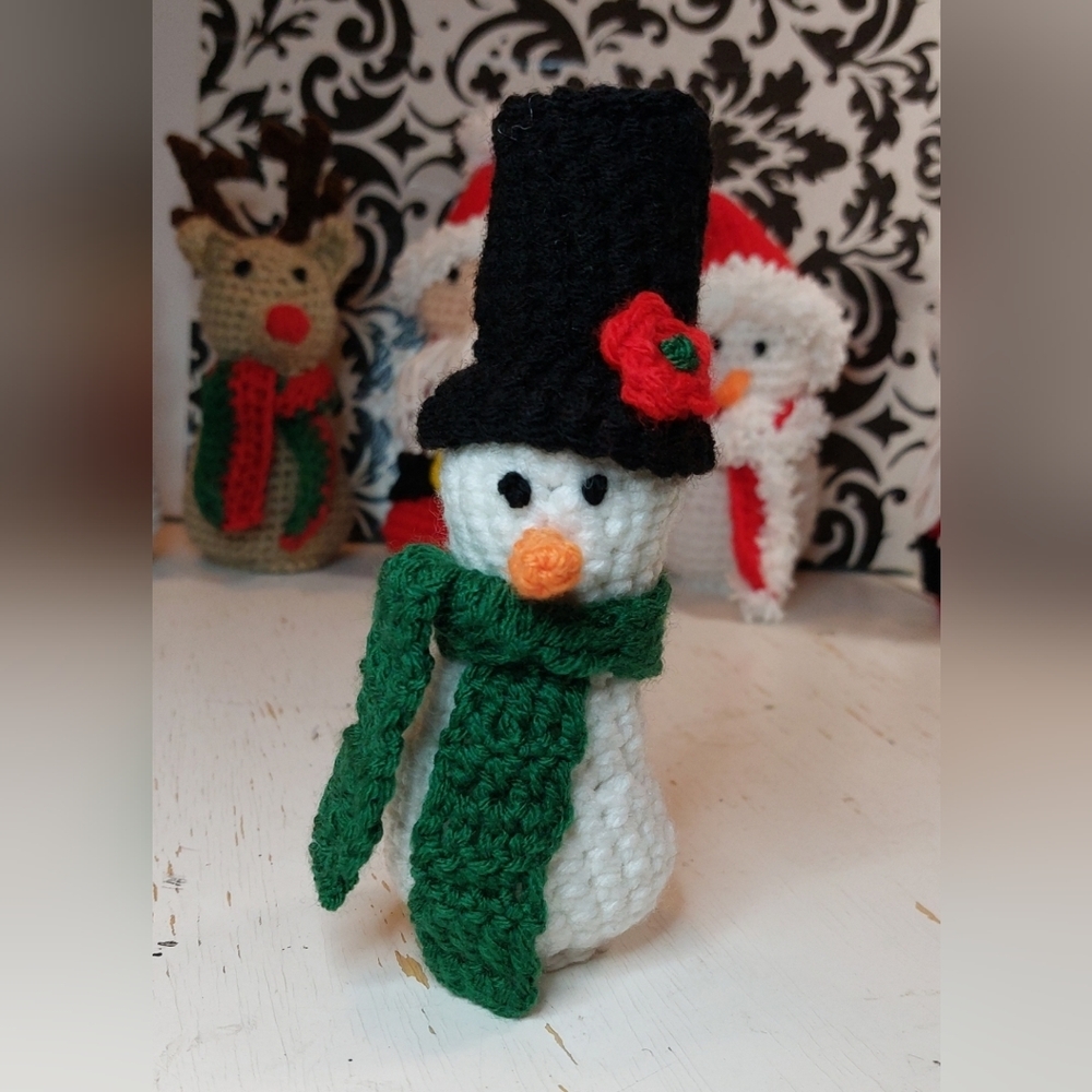 Christmas Mr. Green Scarf Snowman Handmade by me Holiday Decoration Unique Gift - Picture 6 of 6